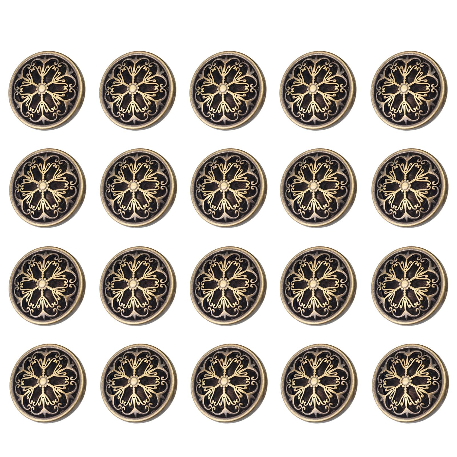 20 Stk. goldene Metall-Nähknöpfe, 1 Zoll, mit feinen Mustern und klassischem Runddesign, für Kleidung, Mäntel und Jacken, kupferfarben, Set für Näharbeiten und DIY-Projekte