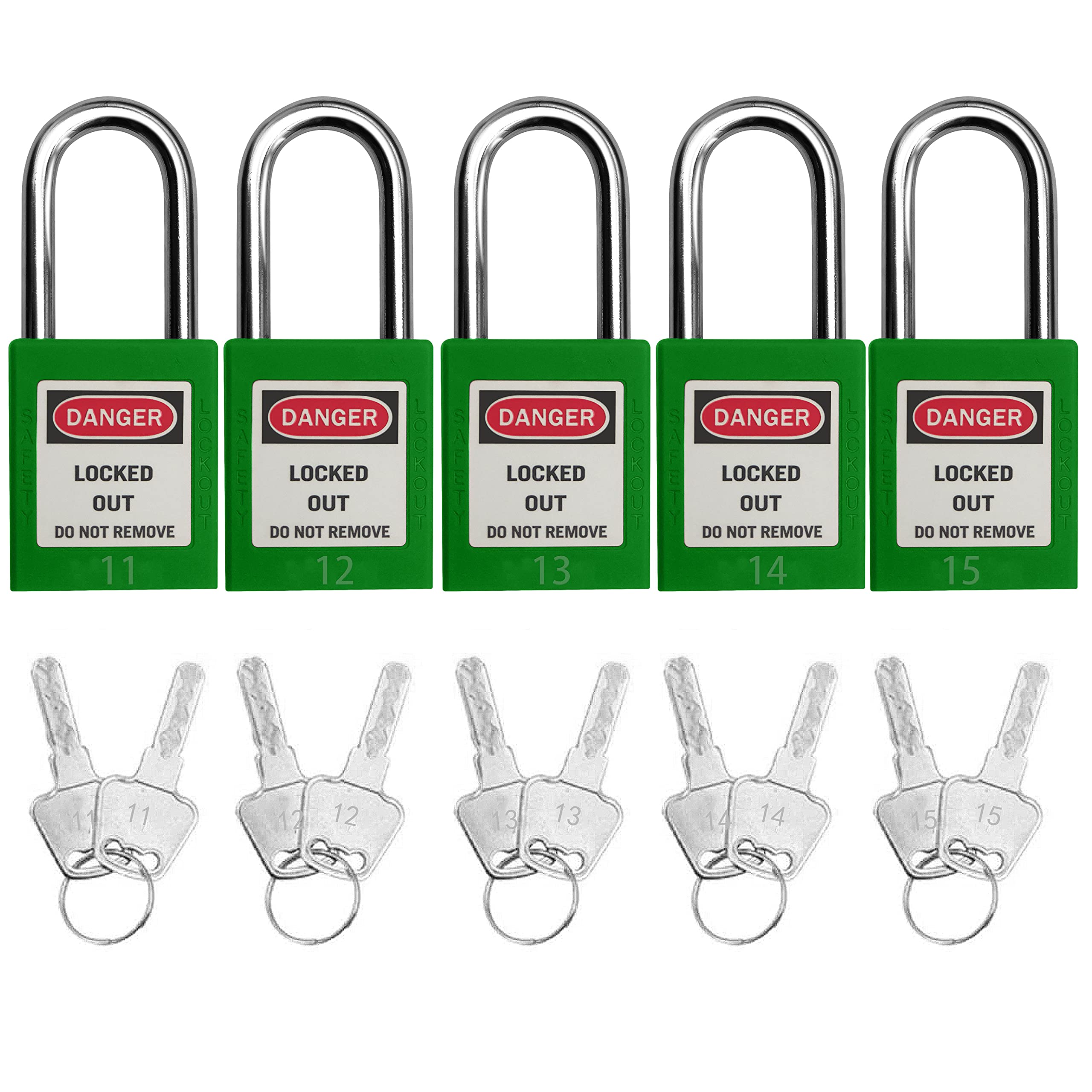 Bloqueo de bloqueo Tagout, candado de seguridad, 10 unidades con número (verde NO.11-20)