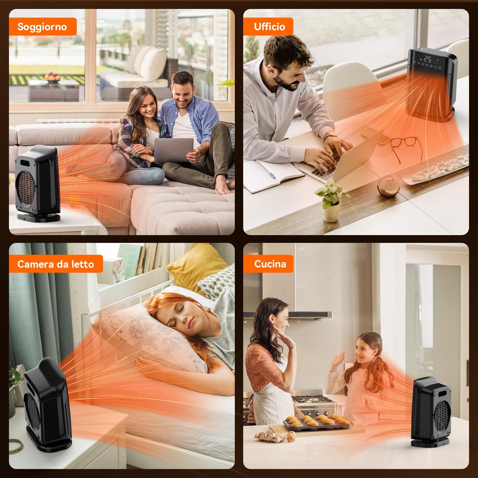 YASHE Termoventilatore in Ceramica 1800W, Riscaldatore Elettrico a Risparmio con Termostato, Telecomando, 3 Modalità, Oscillazione 75°, Timer 24 Ore, Protezione contro Surriscaldamento e Ribaltamento