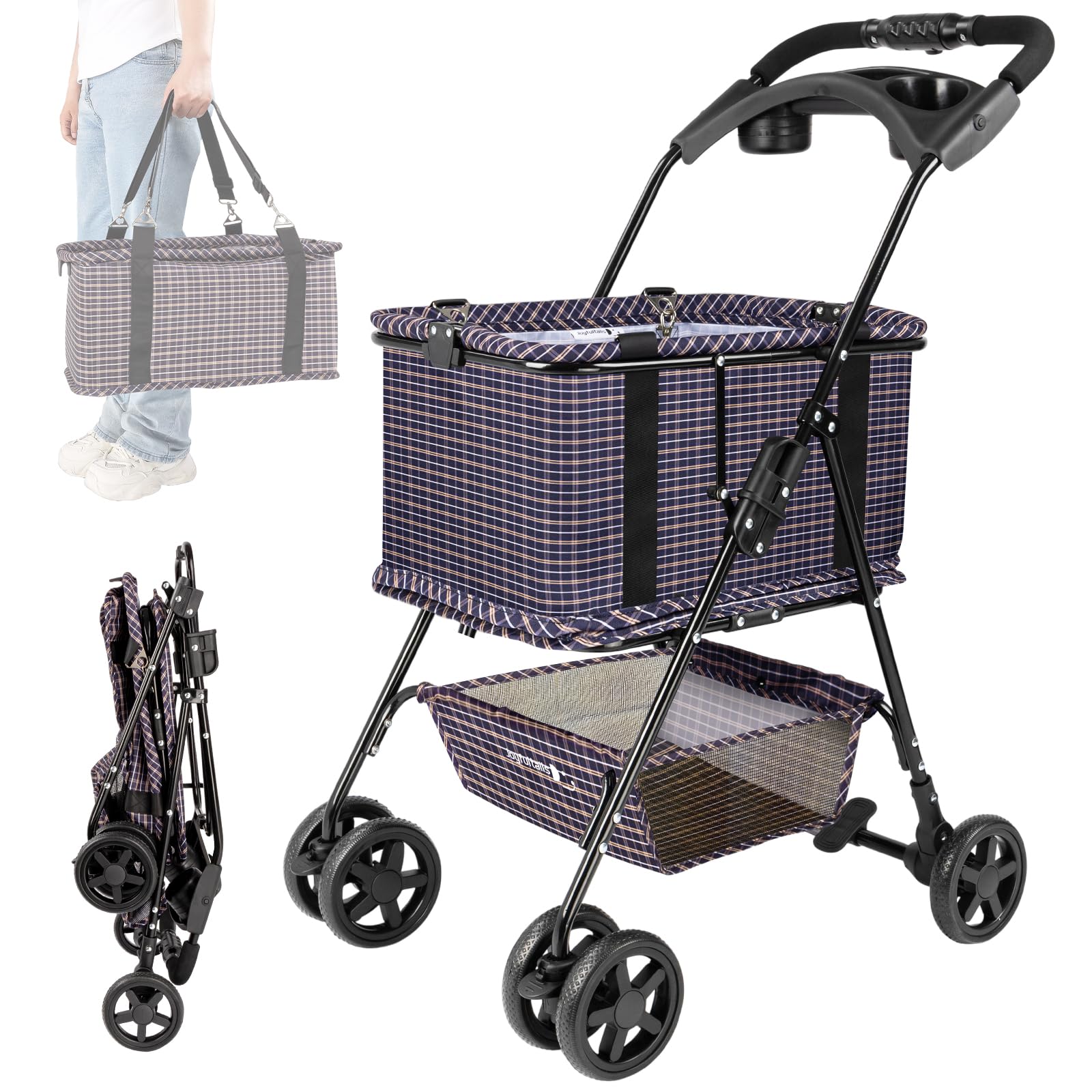 Amazon｜Joyfultails ショッピングカート ワンタッチ 折りたたみ