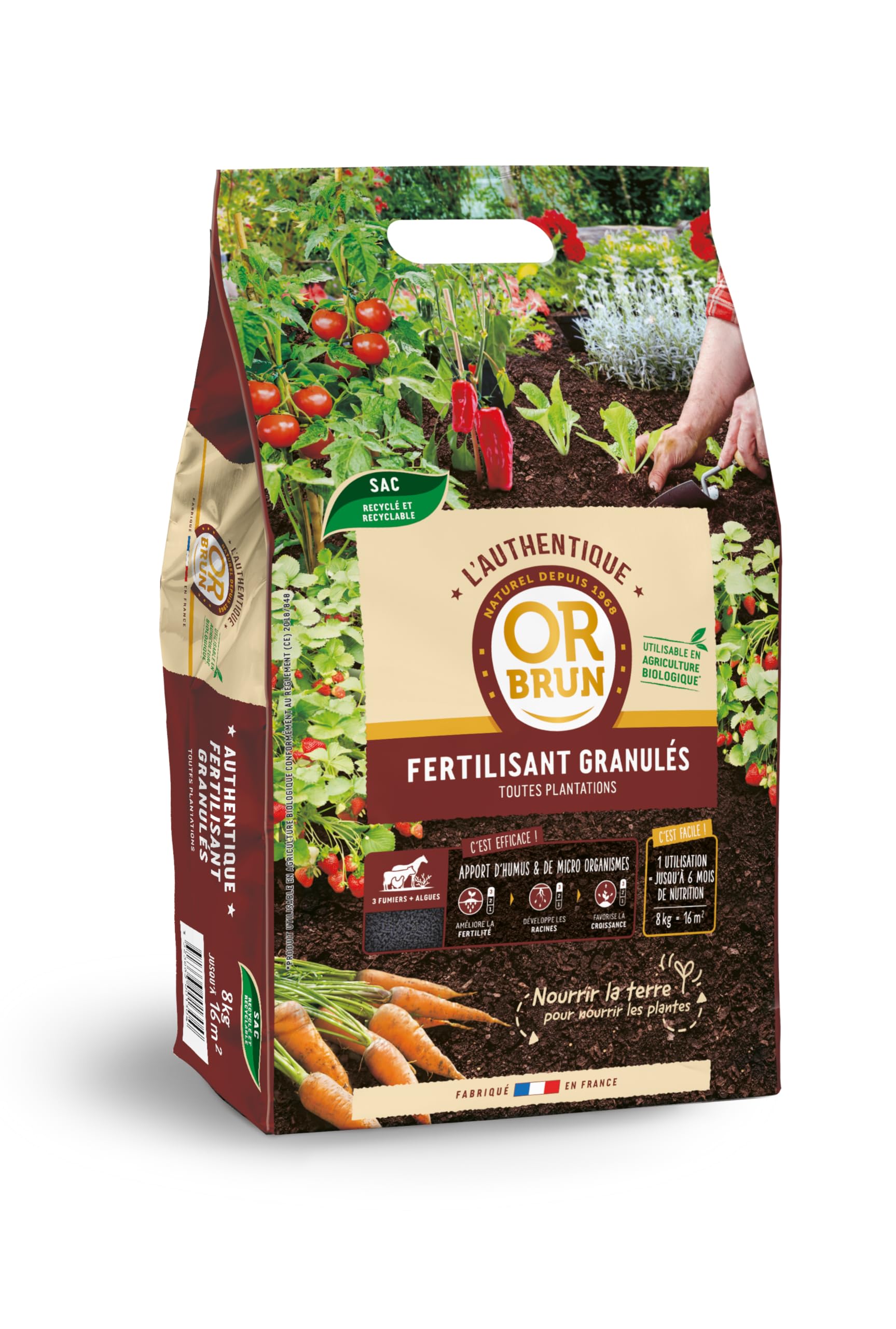 OR BRUN Authentique Fertilisant Granulés 8 kg - Nourrissez Vos Plantes naturellement