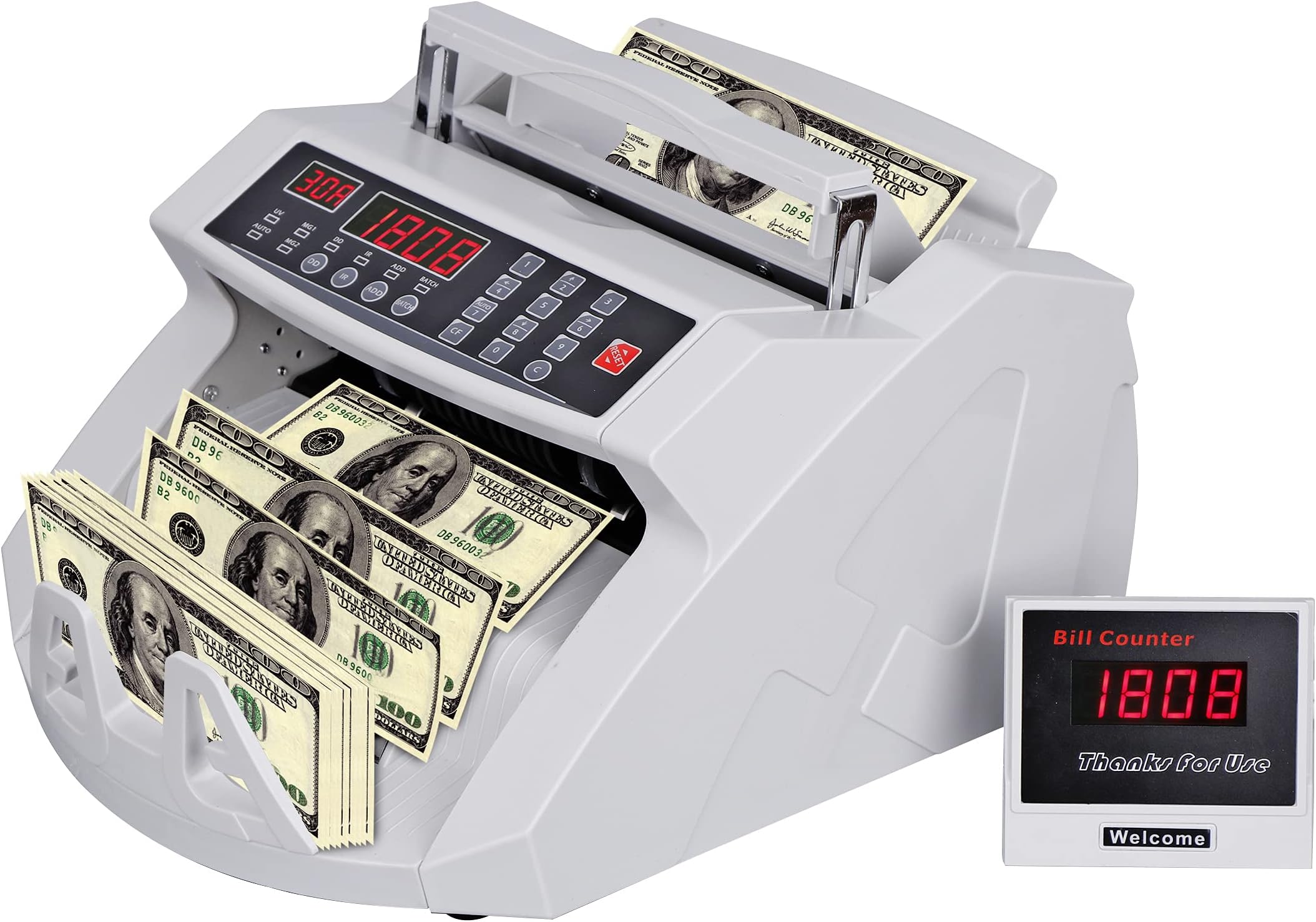 NouvaMoney Counter, Electronic Bill Counting Machine with UV, MG Cash Counter Bank Machine Counterfeit Bill Detection
