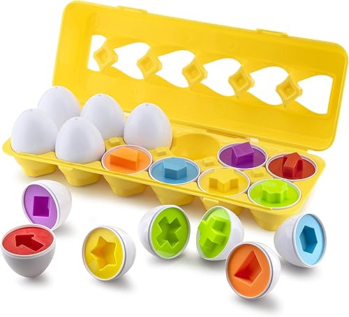 Miniatura 1 de Play Brainy Huevos a juego de formas y colores juguete de huevo de Pascua juguete educativo Montessori STEM para niños pequeños y preescolares ideal