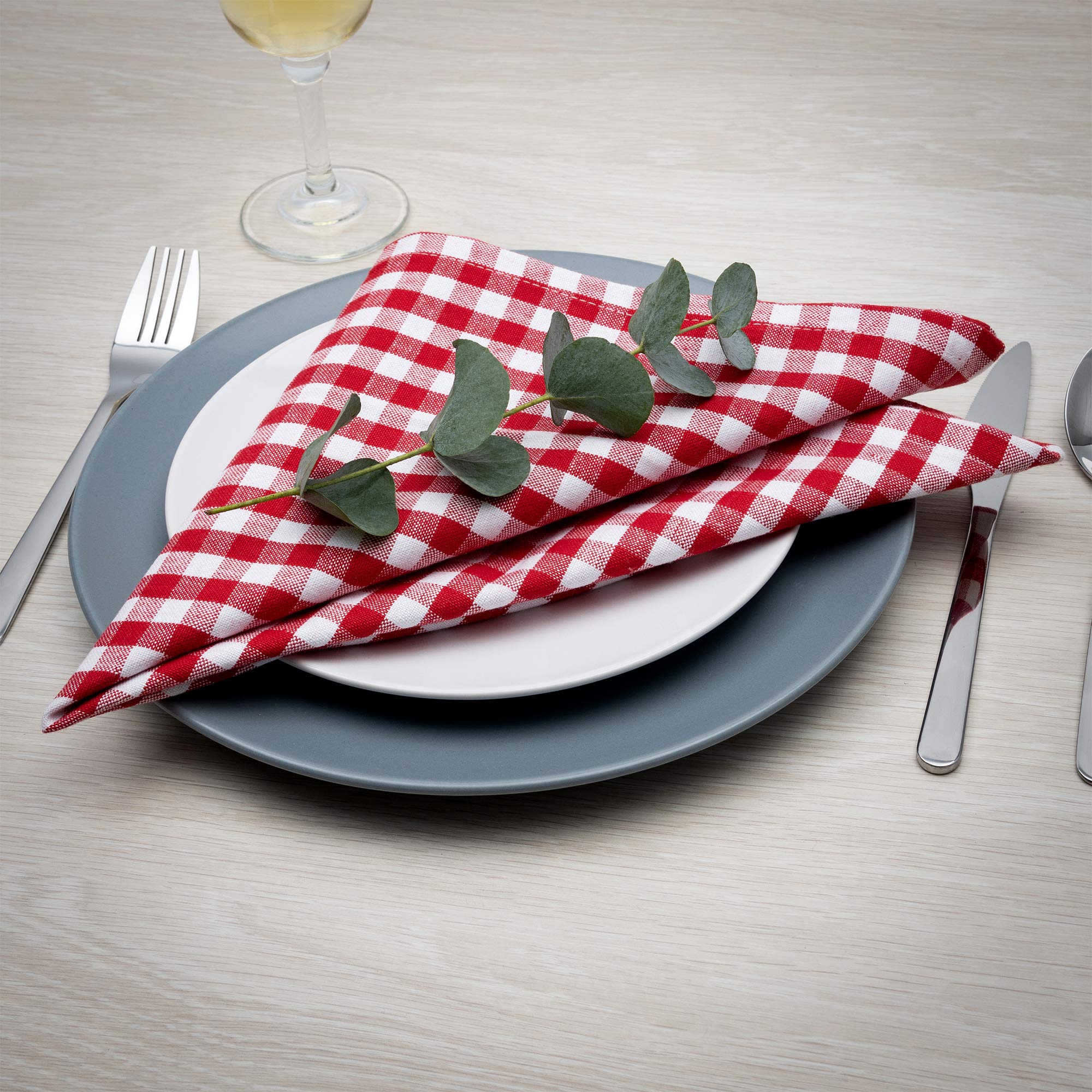 FILU Servietten 8er Pack Rot/Weiß kariert (Farbe und Design wählbar) 45 x 45 cm - Stoffserviette aus 100% Baumwolle im skandinavischen Landhausstil