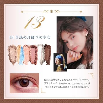 MilleFee Painting Eyeshadow Art Museum Set, Set of 4, Includes Box, Present, Gift, Coffret Blue-base, Yellow-base Eyeshadow Palette, Painting, Van Gogh Renoir, 6-Color Eyeshadow, Glitter MilleFee