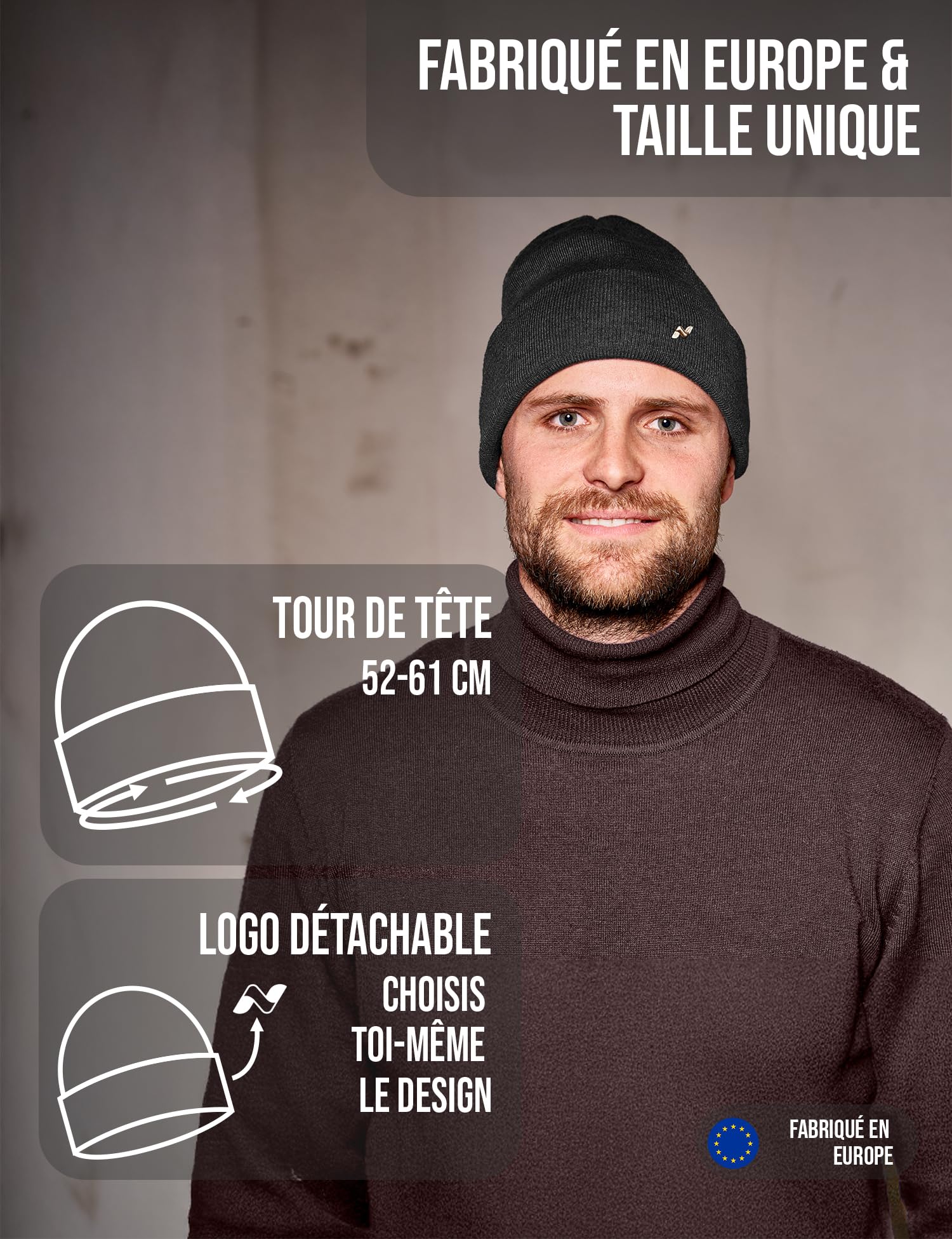NYTTED® Bonnet mérinos pour Hommes & Femmes | Bonnet 100% Laine mérinos Fine | Chaud, Doux & Extensible | Bonnet Homme Laine Merinos | Bonnet Femme Hiver | Beanie Homme
