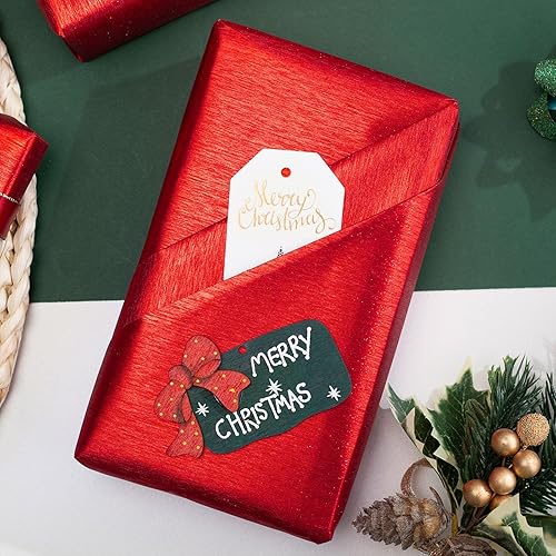 Miniatura 2 de Homeral Mini rollo de papel de regalo, 17 pulgadas x 16.5 pies, color rojo brillante sólido con textura cepillada para Navidad, cumpleaños, boda,