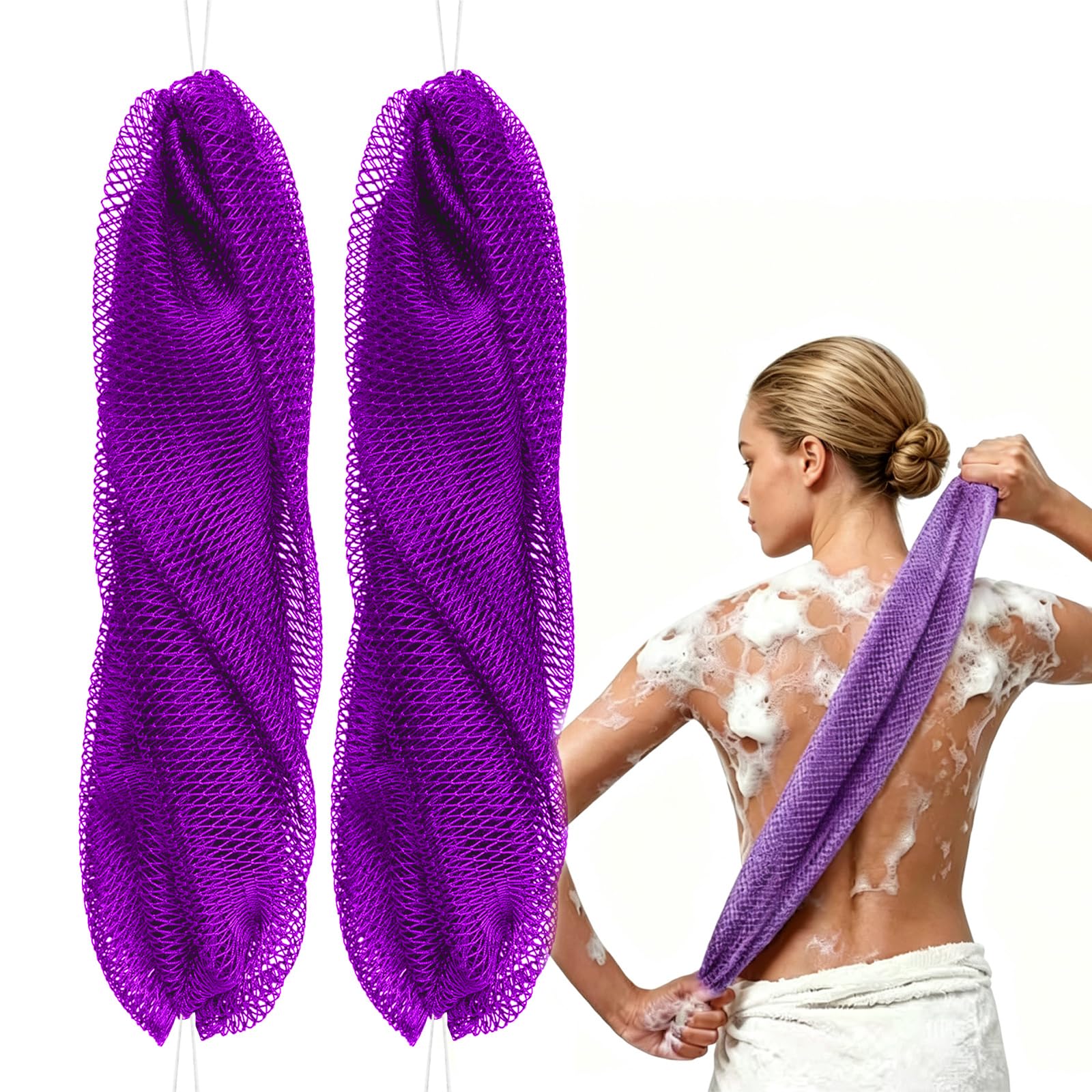 Bovinde African Net Sponge Authentic, Loofah, Bath Sponges 2 Pack (Purple)