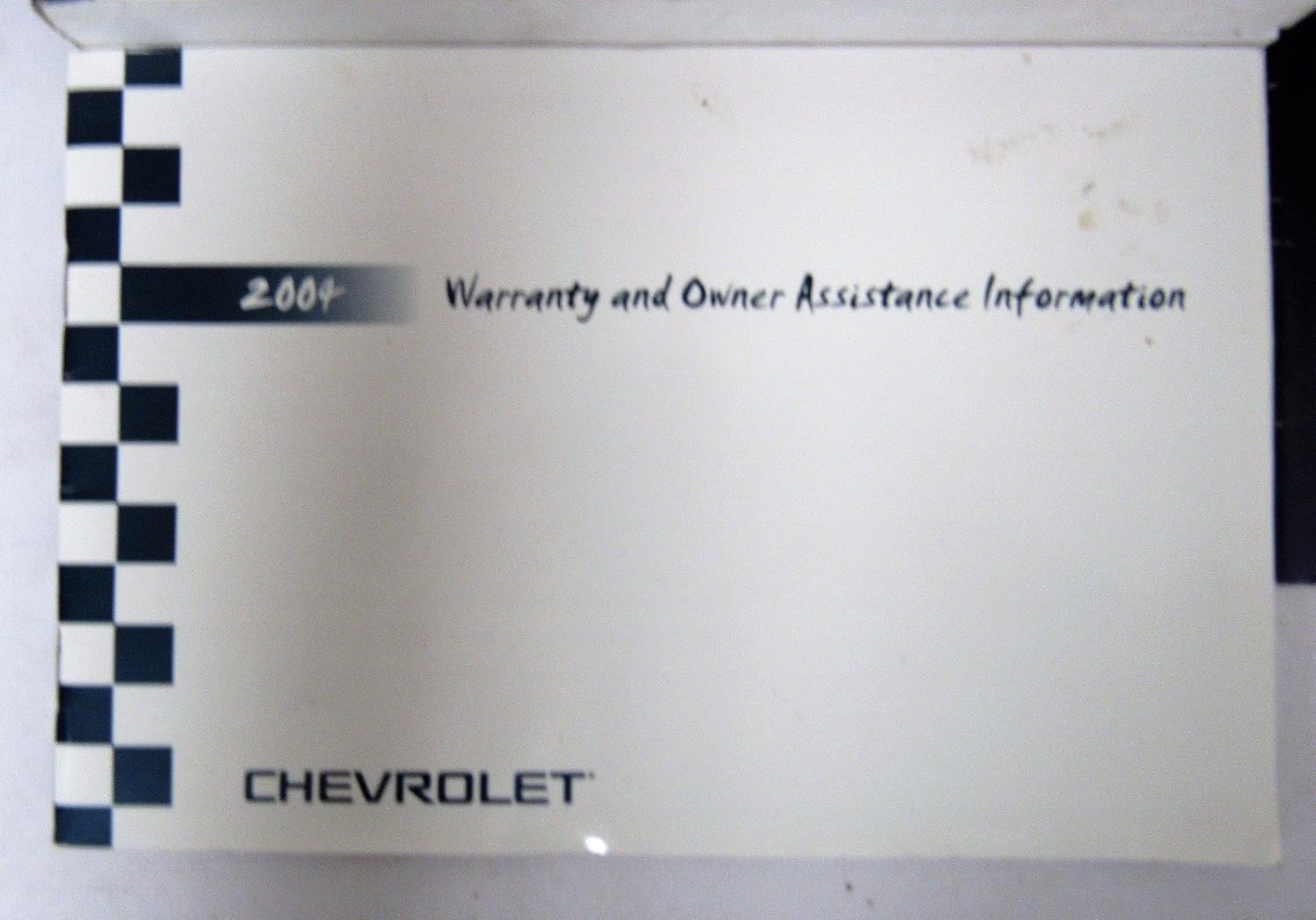 Page from the 2004 Chevrolet Colorado Owner's Manual titled '2004+ Warranty and Owner Assistance Information', featuring a checkered border.