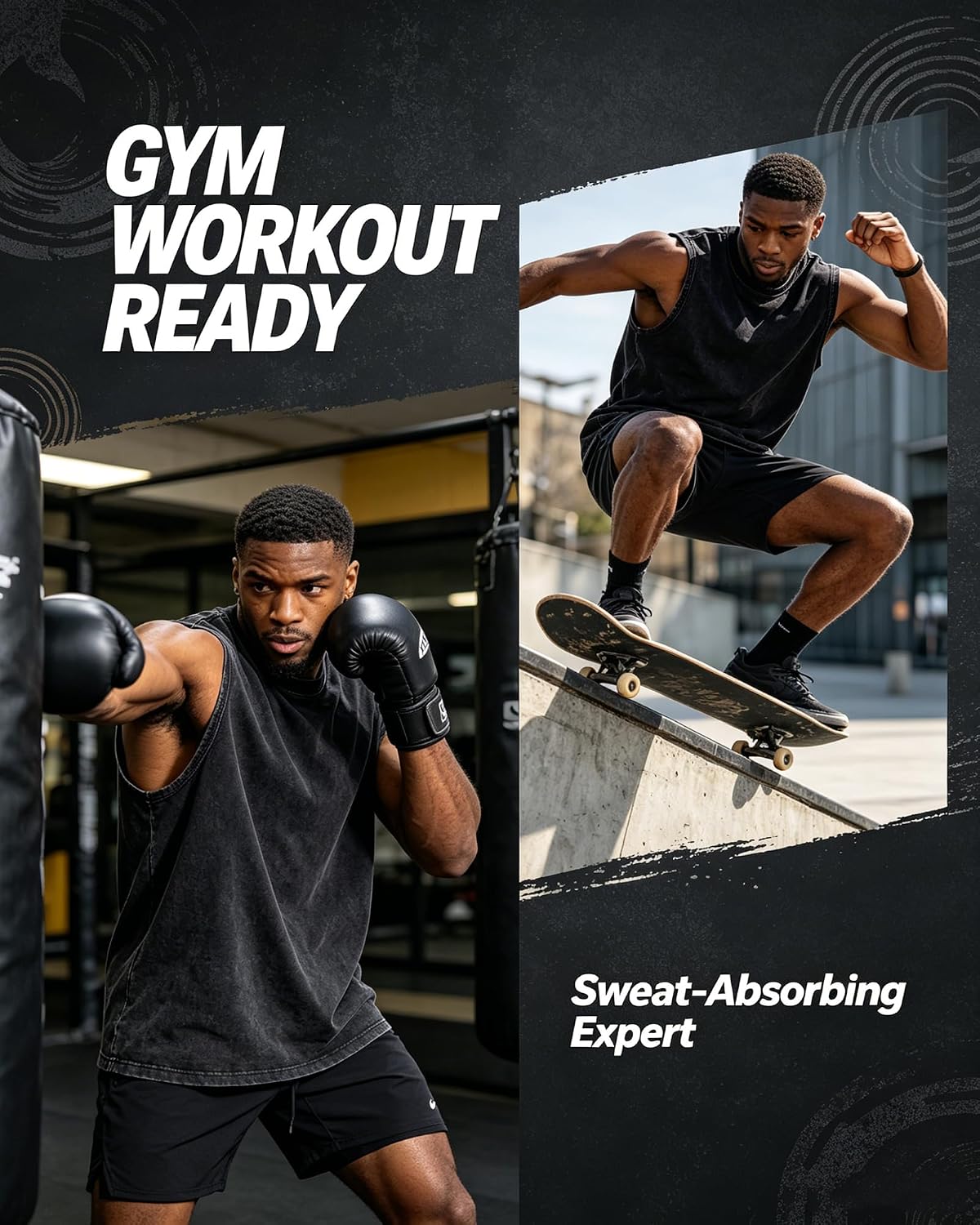 Men's 3-Pack Sleeveless Shirts Gym Muscle T-Shirts Acid Wash Workout Tees Cut Off Loose-Fit Athletic Tank Tops