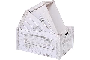Farmhouse Style White Wooden Storage Crates
