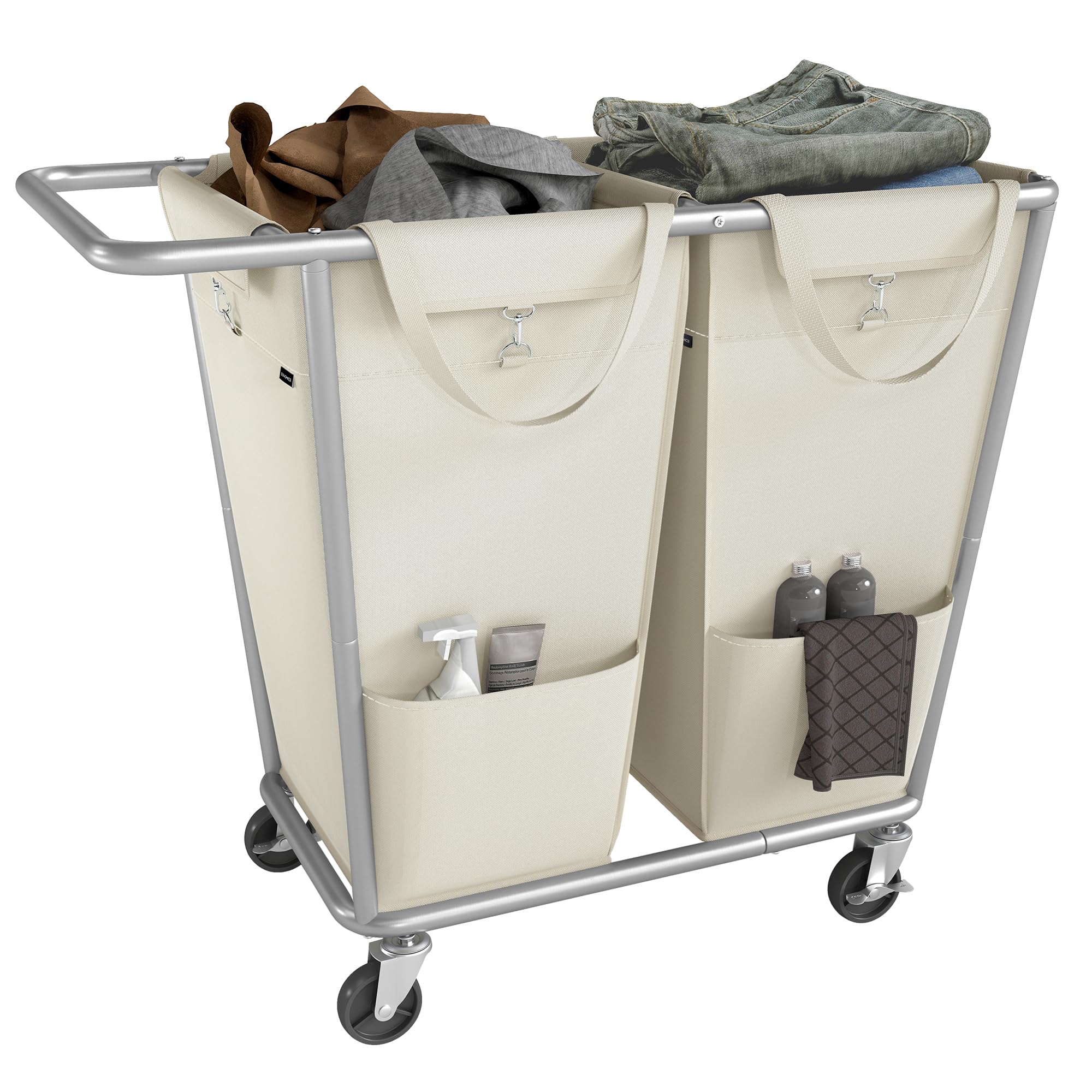 SONGMICS 50.2 Gal Laundry Basket with Wheels β Cream White