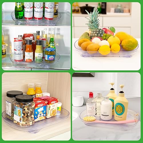 Miniatura 2 de Paquete de 2 organizadores de refrigerador Lazy Susan para refrigerador, almacenamiento giratorio de 360 para gabinete, despensa, encimera de