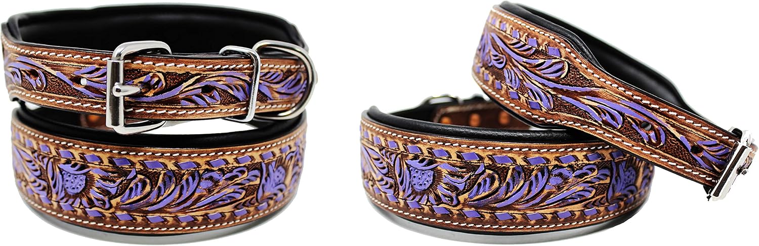 XSmall 9''- 13'' Dog Puppy Collar Genuine Cow Leather Adjustable Padded Canine 6087PR