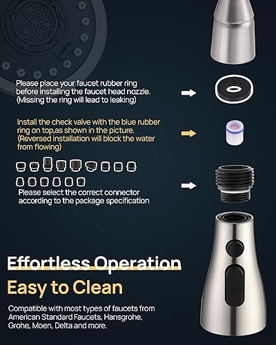 Miniatura 8 de J-HVA Cabezal de rociador de fregadero de cocina extraíble de repuesto con 15 adaptadores, boquilla de repuesto de rociador de fregadero de 3