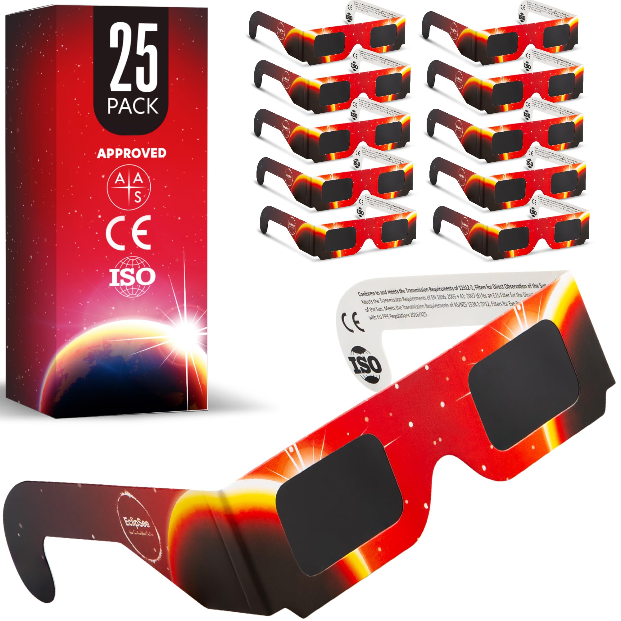 Eclipsee Solar Eclipse Glasses Approved 2024  AAS, Total 75  CE and ISO Certified, Safe Shades for Direct Sun Viewing