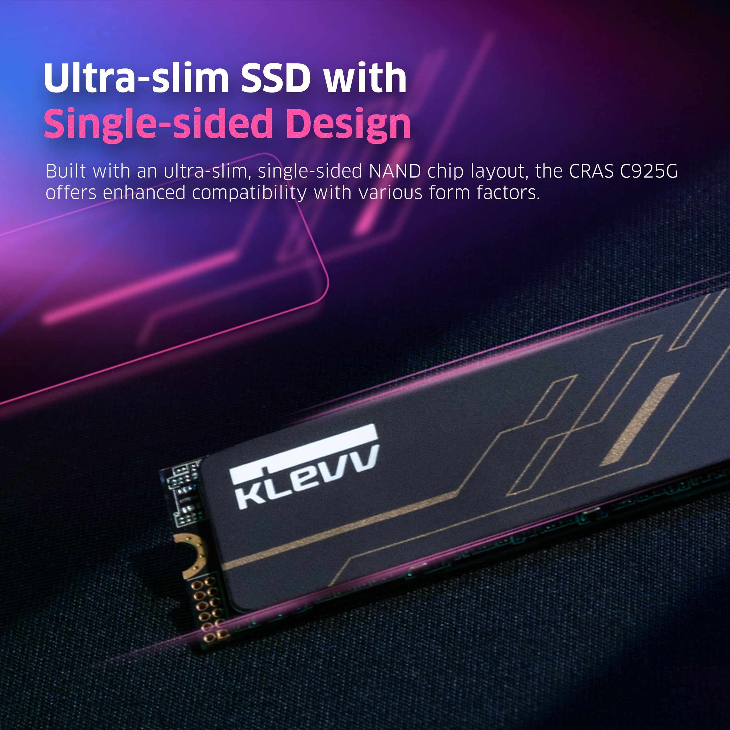 KLEVV CRAS C925G SSD interno para juegos M.2 2280 NVMe PCIe Gen4x4 de 1 TB con disipador de calor de grafeno, compatible con PS5, hasta 7400 MB/s (K01TBM2SP0-25G)