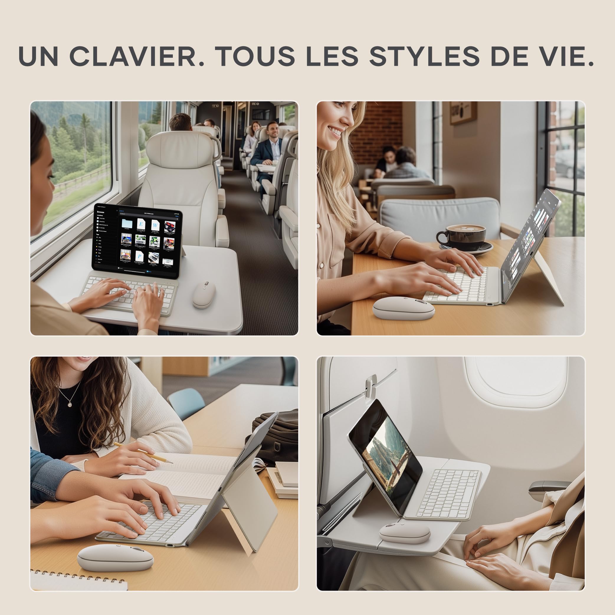 Satechi OntheGo Clavier sans Fil Bluetooth avec Support, QWERTY US, Beige