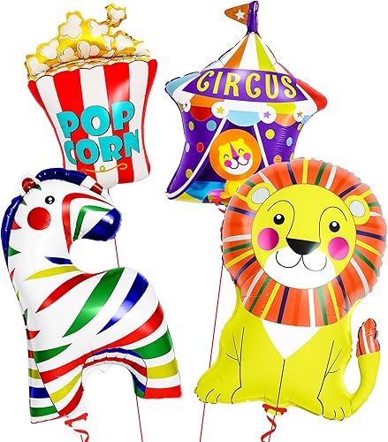 KatchOn, Xtralarge, Globos de carnaval - 4 piezas | Decoraciones de fiesta temática de carnaval | Globos de circo para decoraciones de carnaval |