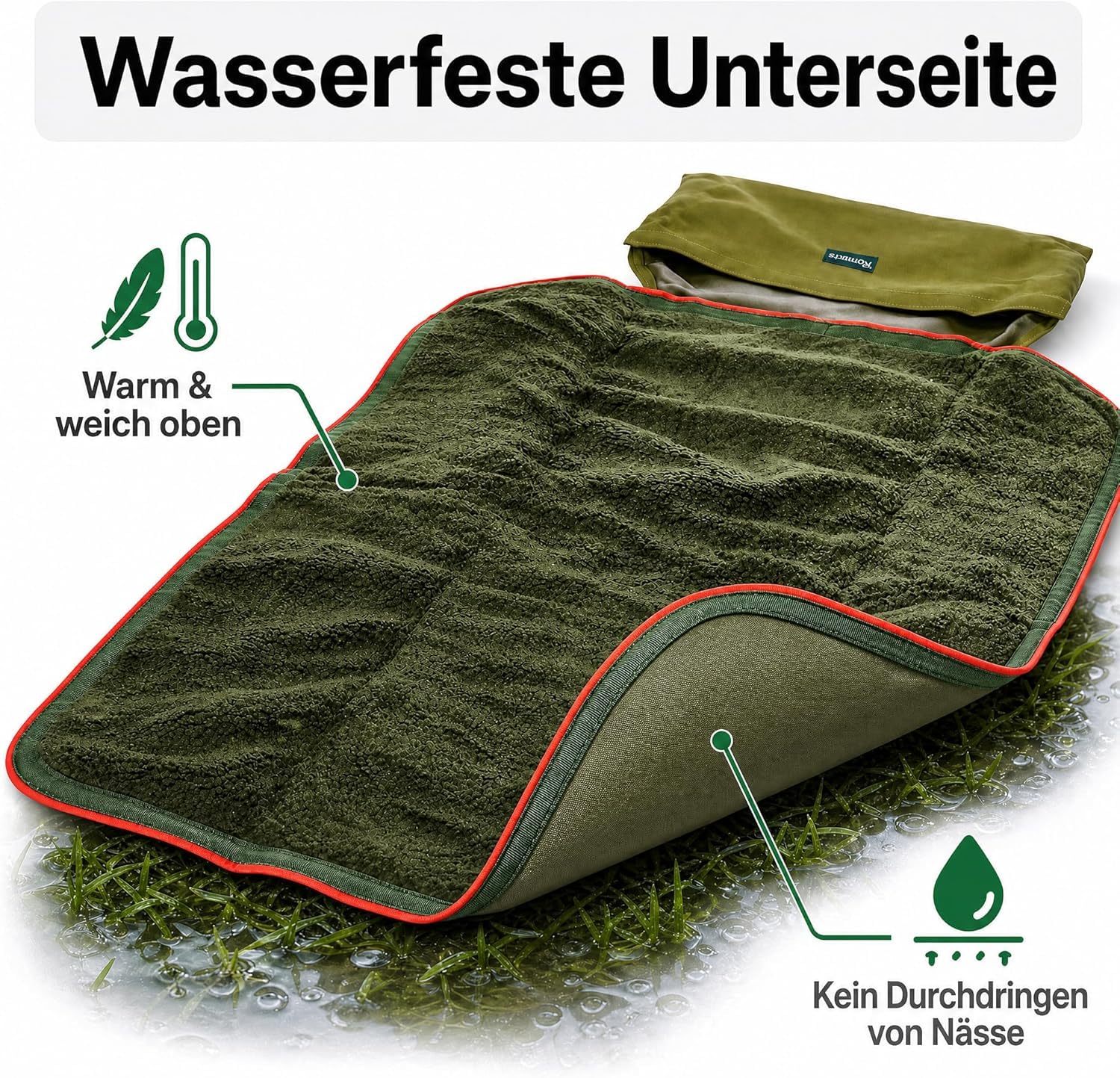 Romneys Outdoor Travelbed Voyager für Hunde | 70 x 100 cm | Praktischer Reisedecke mit Tasche | Wasserfeste Unterseite | Weiche und kuschelige Innenseite