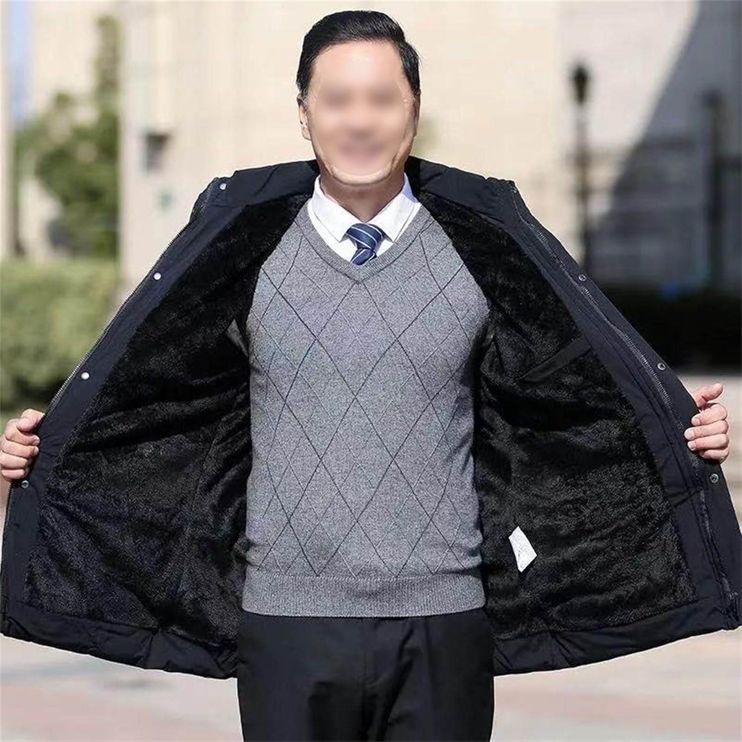 Men's Puffer Jacket with Detachable Hood Thicken Fleece Lined Warm Winter Coats Loose Casual Quilted Padded Jacket