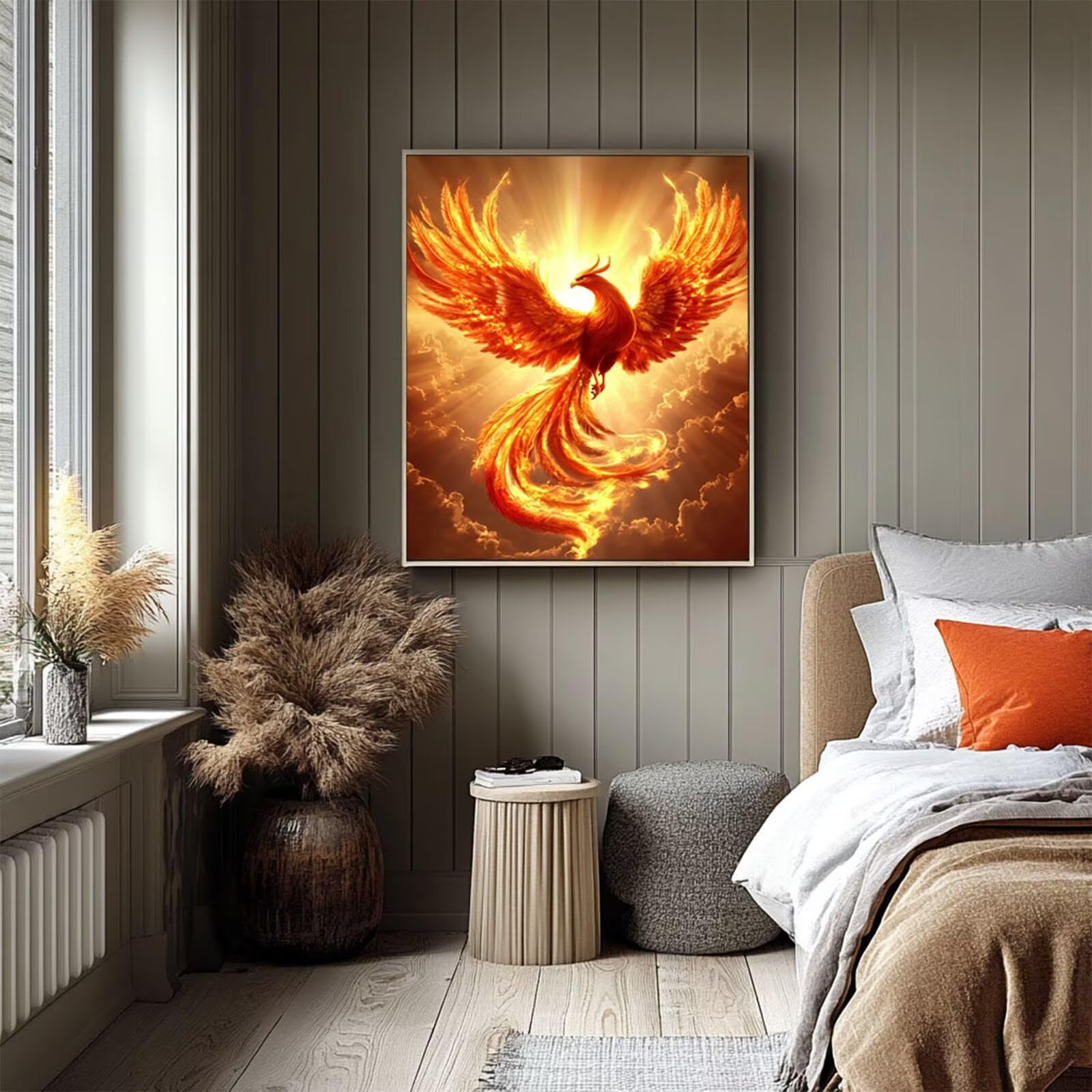LSJ-6986 Malowanie po numerach, dla dorosłych, Phoenix, malowanie po numerach, ptaki, 102 x 137 cm, hobby DIY dla dorosłych kobiet, malowanie na płótnie farbą akrylową i pędzlami, zestaw artystyczny