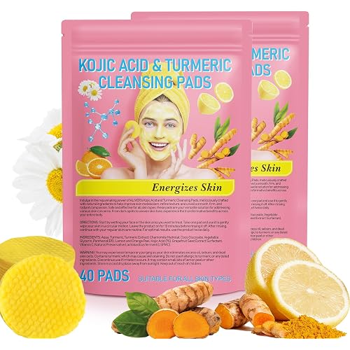 A r b c r n Turmeric Cleansing Pads,Kojic Acid Cleansing Pads for Acne Scars Face and Firming Skin,Remove Excess Keratin 80 PCS-Deep Clean Pores