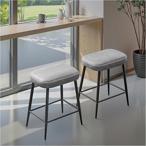 Miniatura 14 de Juego de 2 taburetes de bar de altura de mostrador, taburetes de bar de 24 pulgadas para isla de cocina, taburete de bar de granja para mostrador,