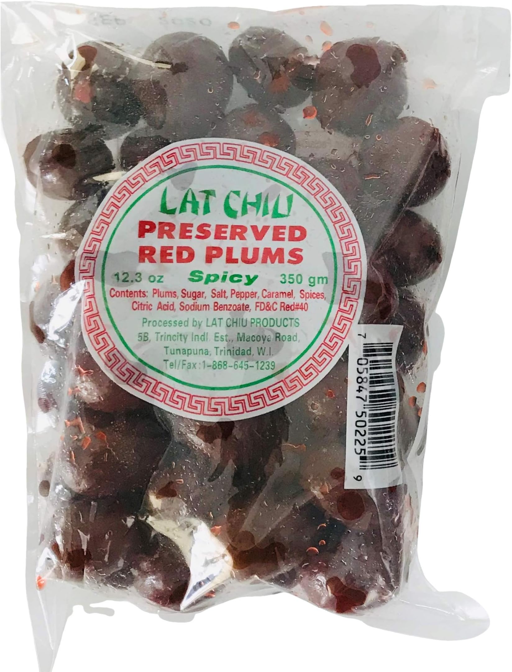 Lat Chiu Preserved Fruit - Trinidad & Tobago Snacks (Preserved Red Plums (Spicy), 1 Pack)