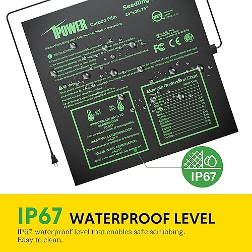 Vista 115 de iPower Alfombrilla térmica para plántulas, tecnología mejorada, 48 x 20 pulgadas, impermeable, duradera, estación de germinación, almohadilla