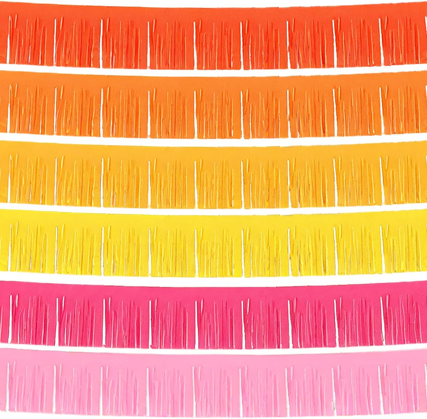 JarThenaAMCS 6Pcs Summer Party Decoration Pink Orange Hanging Fringe Tassel Garland Tissue Paper Banner for Autumn Thanksgiving Sunset Birthday Baby Shower Backdrop