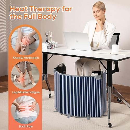 Miniatura 6 de Calentador para debajo del escritorio para oficina, calentador de pies plegable para debajo del escritorio con temporizador de 12 horas y 8 niveles