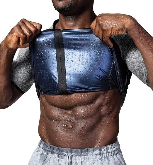 Amazon Hioffer サウナスーツ メンズ お腹周り 脂肪燃焼 引き締め 超発汗 着圧 インナー タンクトップ 上着 大きいサイズ メタボ解消 コロナ太り ぽっこりお腹を引き締め 代謝アップ 洗濯可能 Tシャツ カットソー 通販