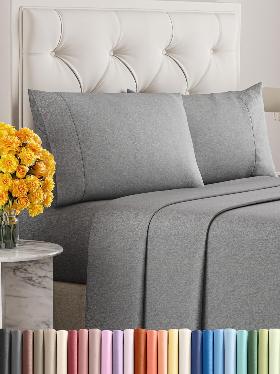 CGK Unlimited 4 Piece Sheet Set - Comfy Breathable & Cooling Sheets - Hotel Luxury Bed Sheets for Women, Men, Kids & Teens - Deep Pockets, Easy-Fit, Soft & Wrinkle Free Sheets - Queen, 01 - White