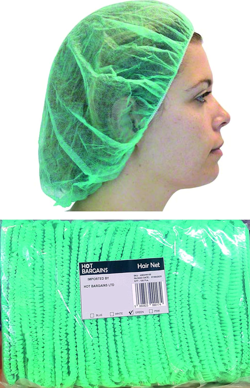 100 X Disposable Hair Nets Green Hair Net Non Woven Surgical Caps Hair Net For Cooking Hair Nets