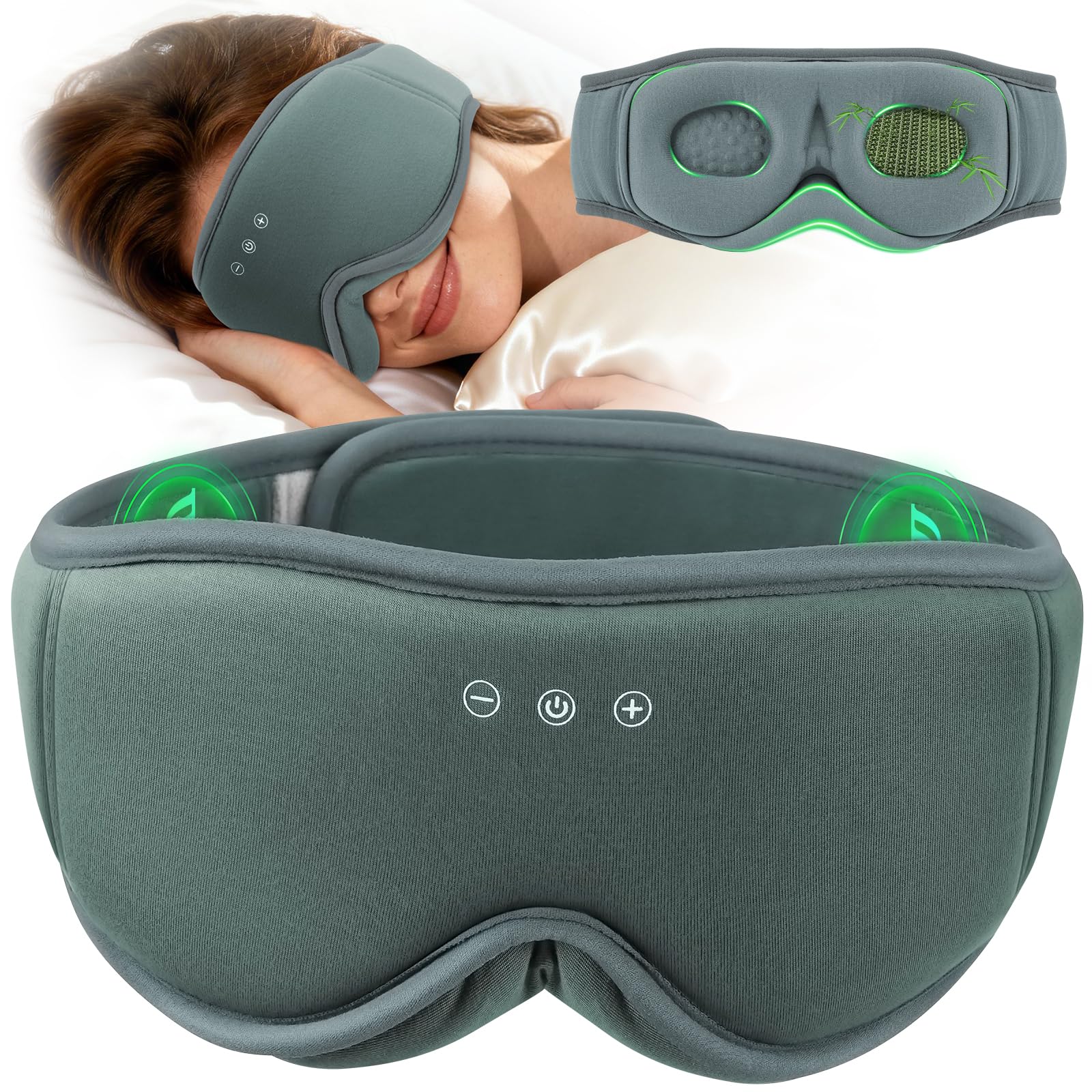 musicozy Bamboo 3D Casque de sommeil pour DE (xy) Gris