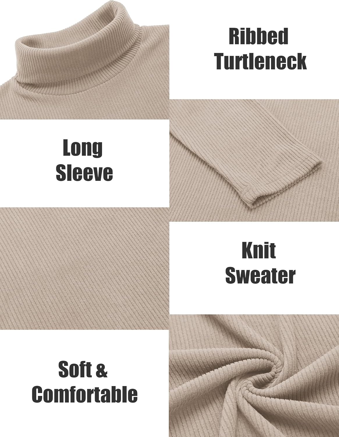 COOFANDY Men's Ribbed Turtleneck Sweater Casual Basic Long Sleeve Knitted Pullover Sweater - Image 5