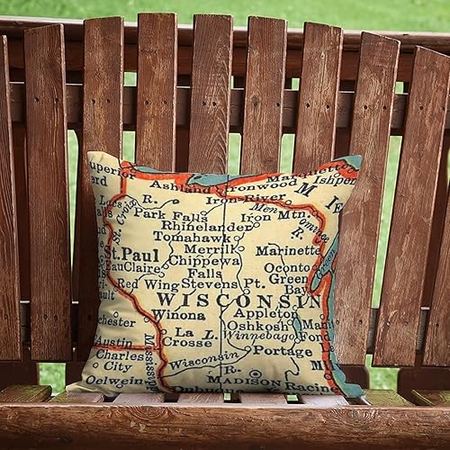 Miniatura 4 de Wisconsin Map - Fundas de almohada para exteriores, impermeables, 16 x 16 pulgadas, diseño de mapa del mundo, fundas de almohada decorativas