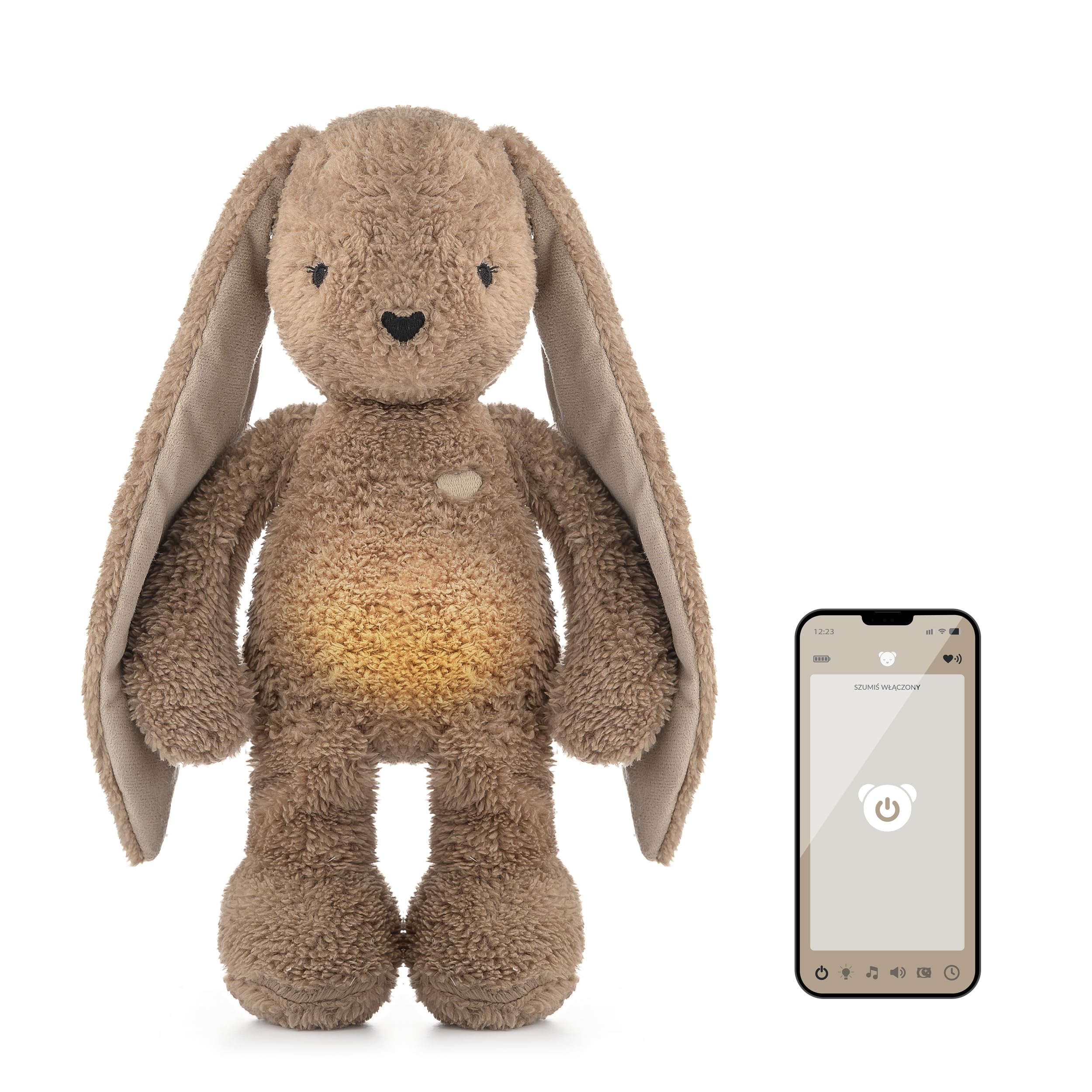 myHummy Conejo marrón peluche con aplicación — ruido blanco y comodidad para dormir