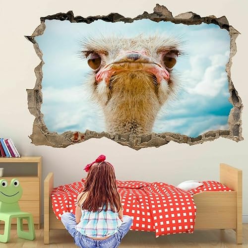 Miniatura 2 de Calcomanías de pared de avestruz con efecto 3D de animales, arte extraíble y moderno, vinilo decorativo para pared de niños, niñas, guardería,
