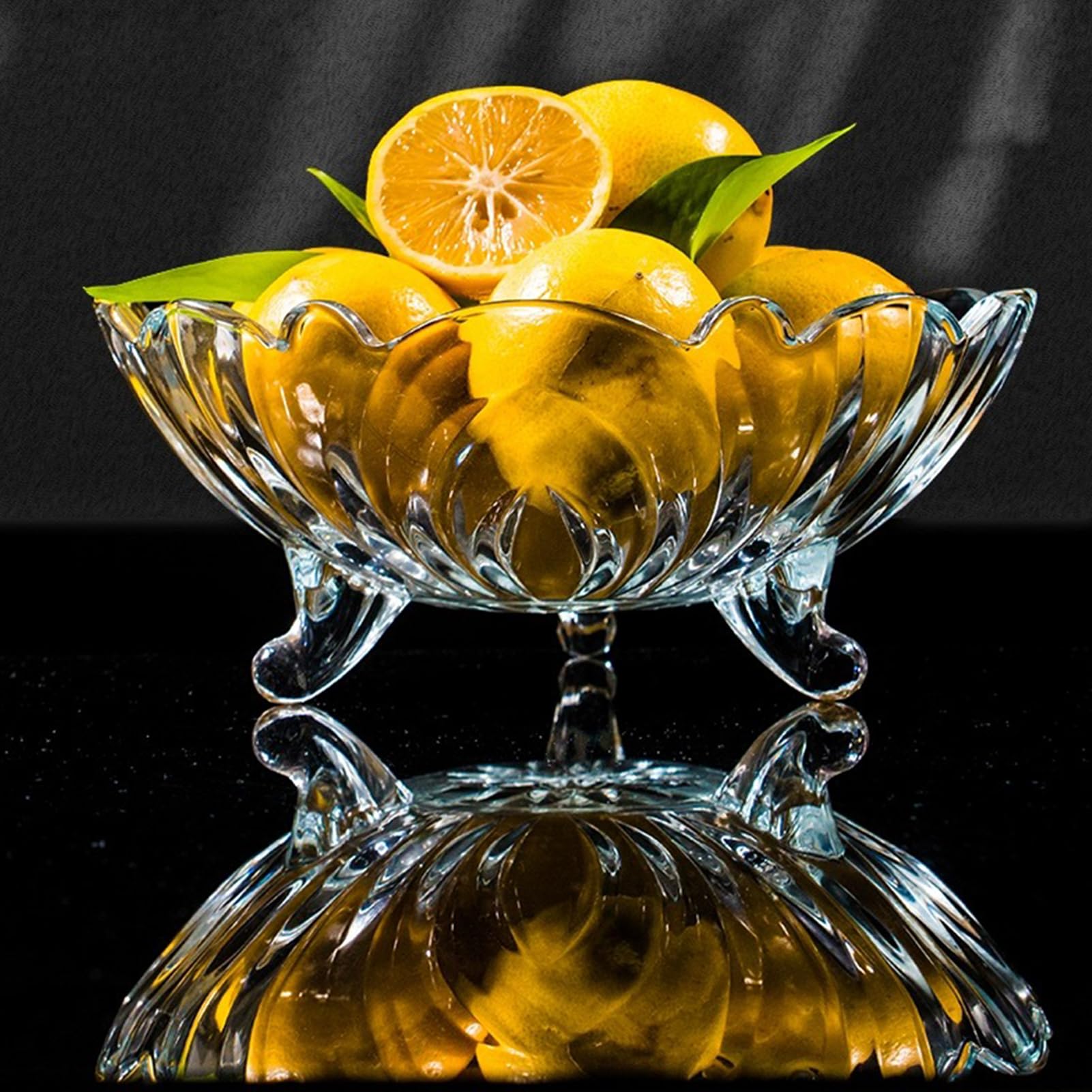 Glass Fruit Bowl Fruit Basket for Kitchen Counter Clear Salad Bowl Decorative 3 Corners Pedestal Fruit Bowl for Table Decor Serving Bowl for Fruit Snacks Candy