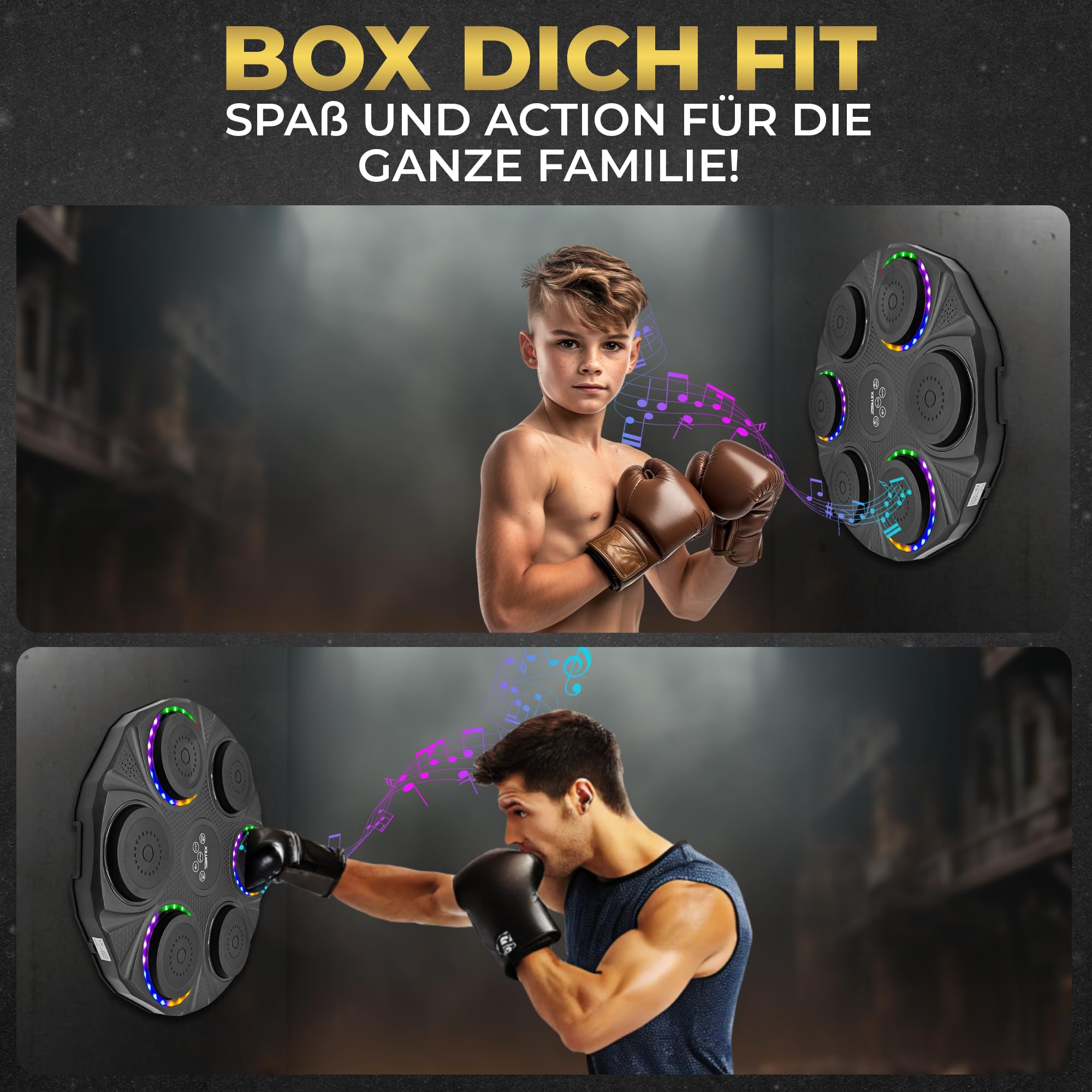 DerALEX - Dispositivo di boxe interattivo con musica e indicatore LED – Allenamento elettronico di boxe per riflessi, fitness e coordinazione – Allenamento basato sul ritmo per la casa e la palestra