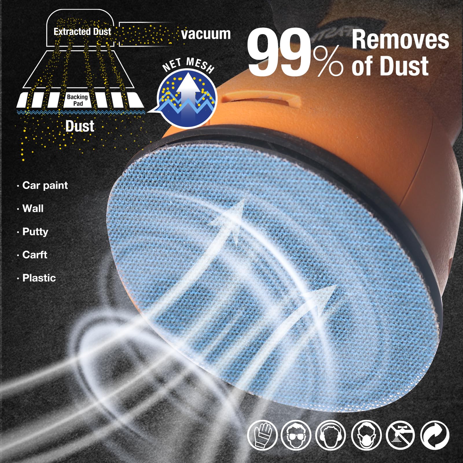 125mm Mesh Sanding Discs 5 Inch Net Sandpaper Hook and Loop 80 Grits Dust Free Anti-Blocking Sanding Discs for Car Wood Furniture Floor Sanding & Fine Finishing - Image 2