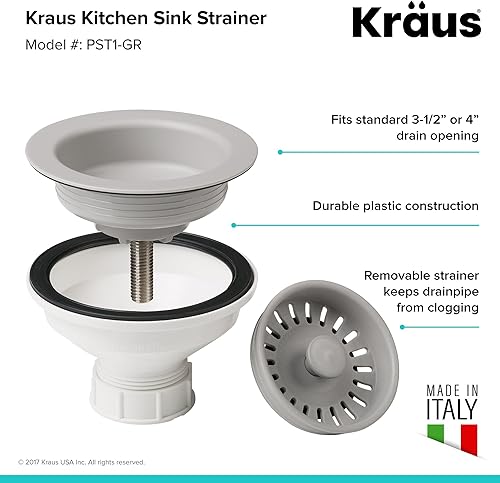 Vista 47 de Kraus Quarza Fregadero de cocina Cuencos de 33 pulgadas 60/40 Granito gris Modelo KGD-442