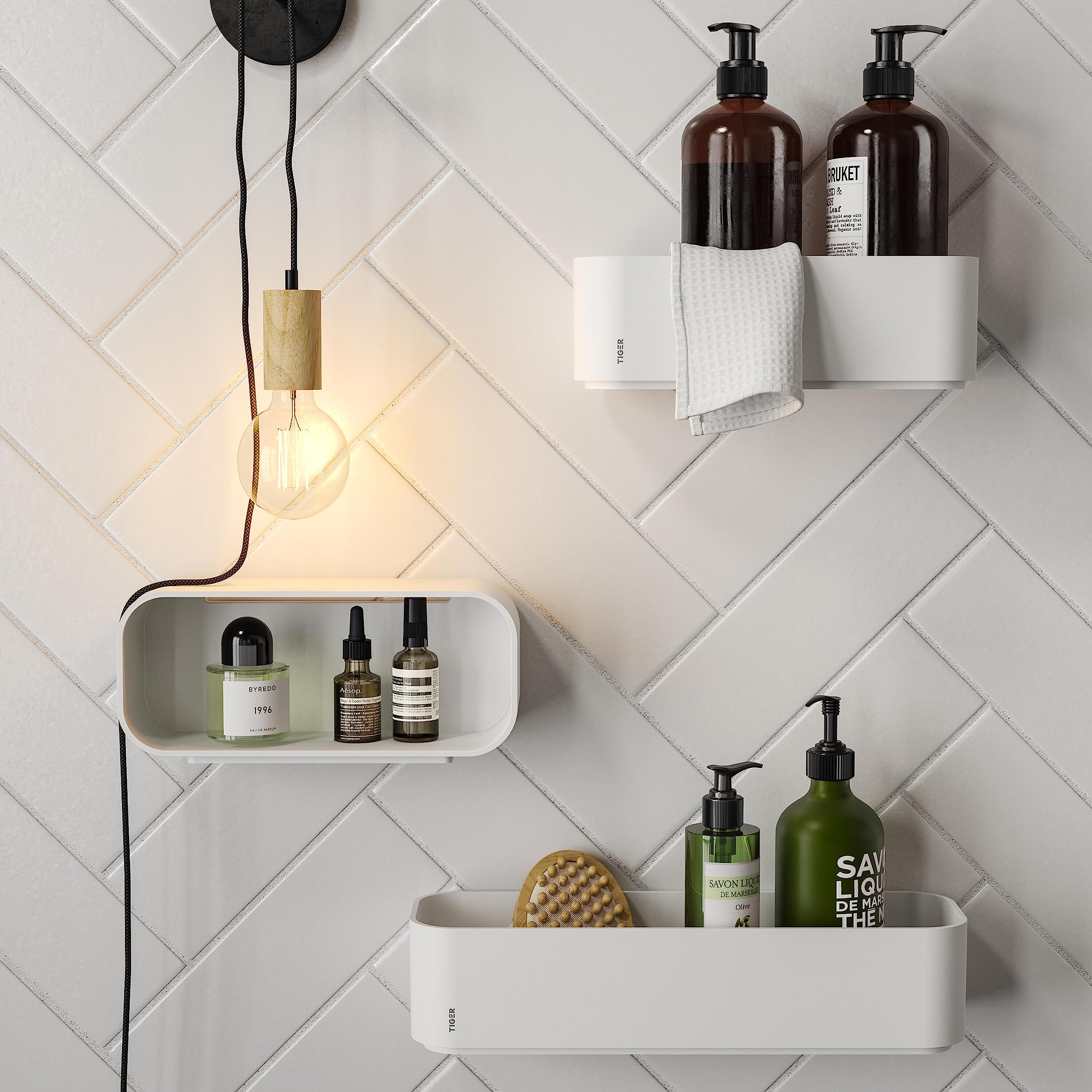 Tiger 2-Store Estante de Pared o Cesta de Ducha, 35 cm, Blanco