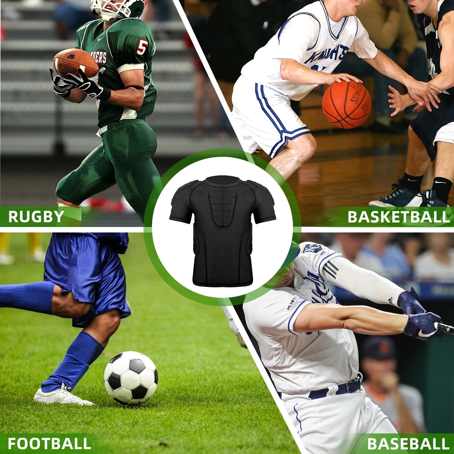 Kids Boys Padded Compression Shirt Chest Protector for Baseball Paintball Football Rid Protector Heart Guard Protective Shirt - Image 6