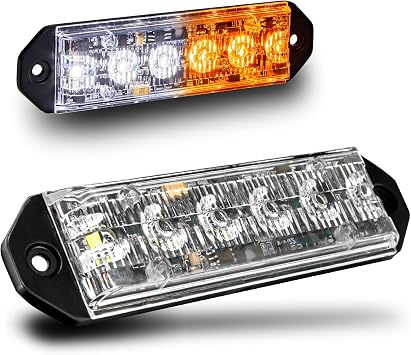LAMPHUS 2PC PlanarFlash PFLH06 رأس ضوء LED مسطح للغاية [SAE Class 1] [72 Paterns] [180 من التغطية] [يناسب الأماكن الصغيرة] أضواء تحذيرية لمركبات الشرطة والطوارئ - كهرماني/أبيض