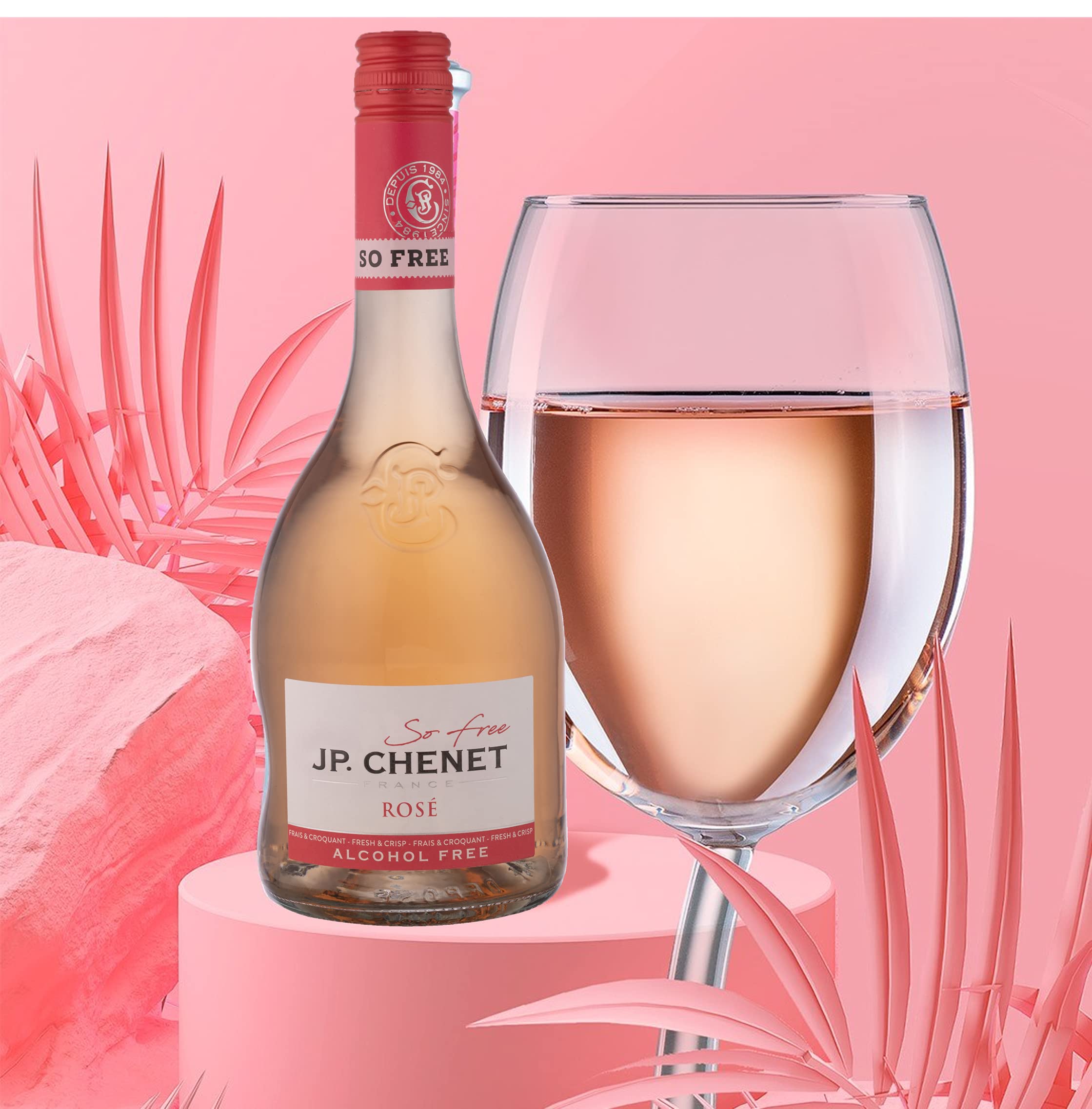 J.P. Chenet So Free - Vin rosé sans alcool - Sans arômes ajoutés, goût authentique (6 x 0.75 l) & So Free Chardonnay Vin blanc sans alcool - Sans arômes ajoutés, goût authentique(6 x 0.75 L)