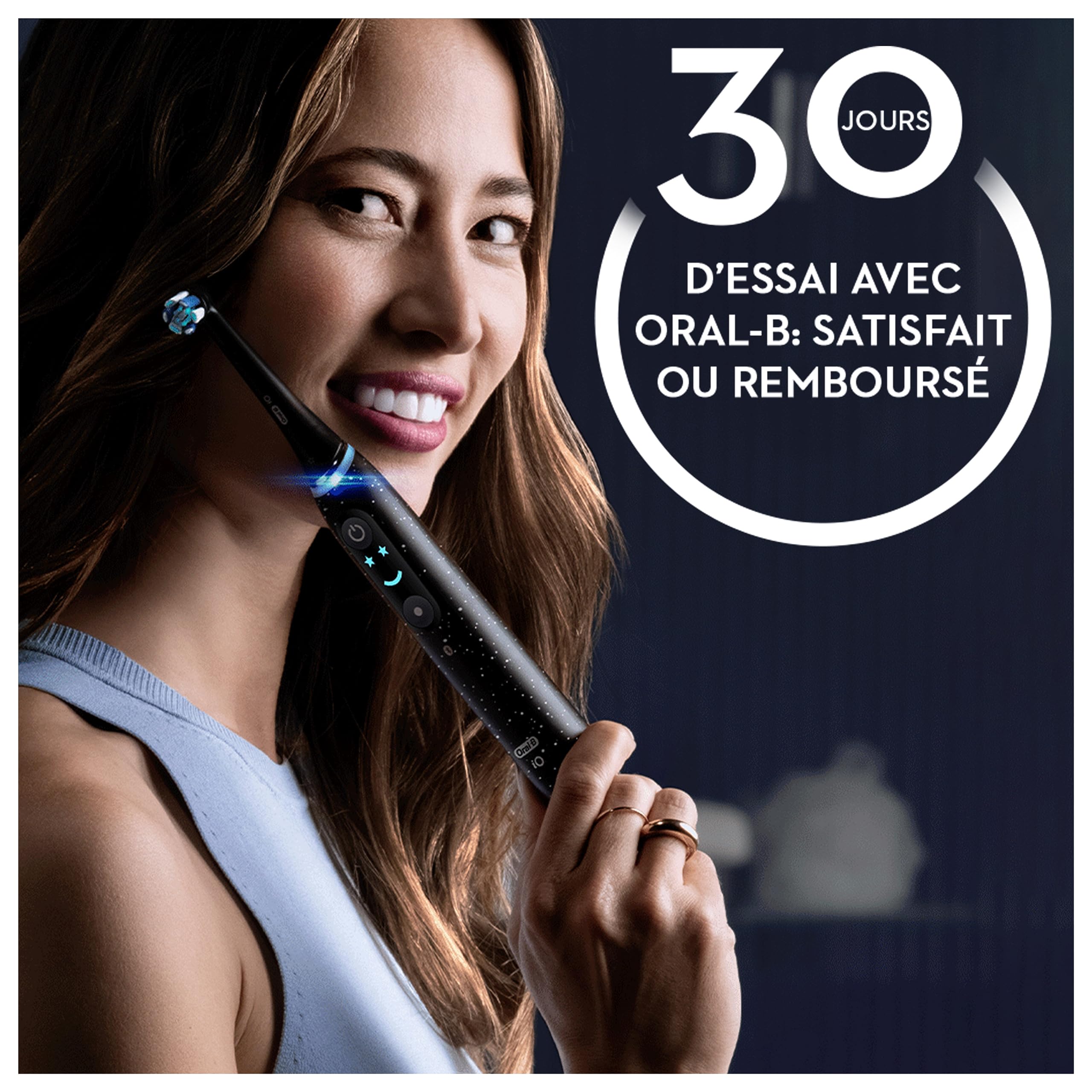 Oral-B Brosse à Dents Electrique iO 10, 3 Brossettes de Rechange, Noire– 7 Modes de Brossage dont Blancheur et Soin des Gencives, Capteur de Pression, Batterie Rechargeable, Guidage IA, Etui