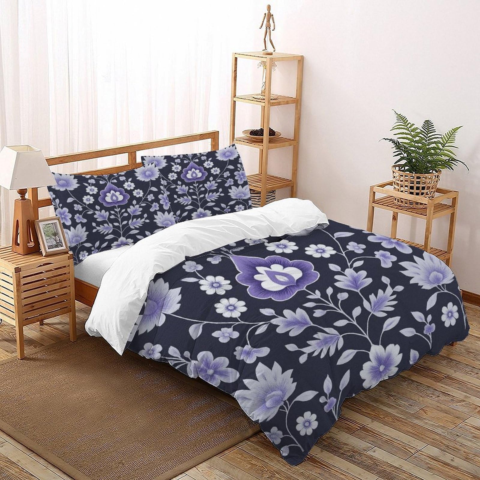 Housse de couette avec fermeture éclair pratique et taies d'oreiller microfibre